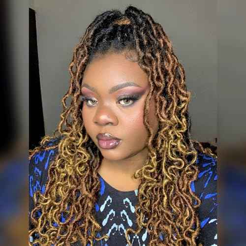 ToyoTress Toceana Curly Locs Crochet Hair - 26 Inch 8 Pcs (96 Strands) 3 Tones Ombre Brown Pre-looped Crochet Locs, Crochet Faux Locs Pre-twistedBraids Synthetic Braiding Hair (26 Inch,OT30/27-8P)