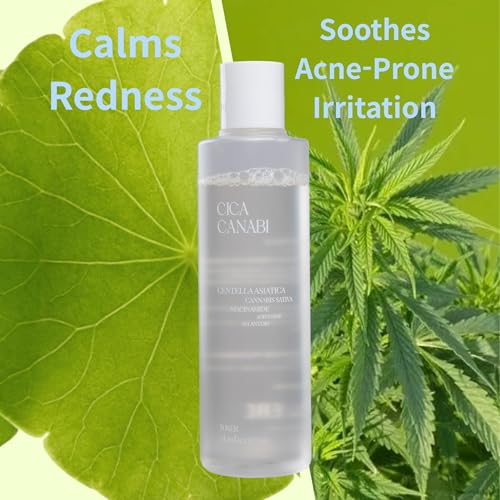 CICA CANABI Toner (6.76 fl oz) for Sensitive & Acne-Prone Skin with Lactobacillus Postbiotics and Fermented CICA & Hemp Root Complex Strong Soothing, Deep Hydration & Microbiome Boosting