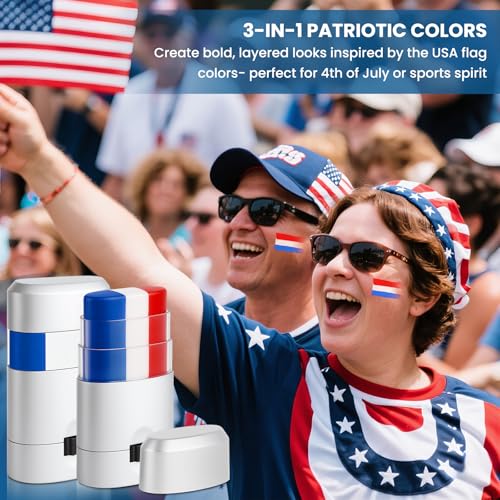 4Pcs Patriotic Face Paint Sticks - Red White Blue 4th of July