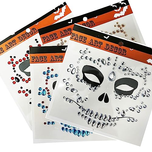 4-Pack Day of the Dead Face Gems Stickers