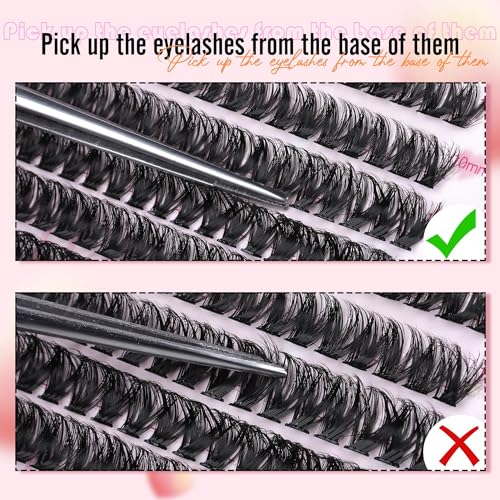 Boahankuke 640PCS Cluster Eyelash Extensions D Curl 8-18mm