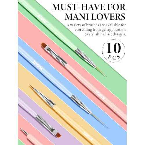 10 Pcs Nail Art Brushes Set, Nail Dotting Tools, French Tip Tool, Nail Art Deign Tools with Builder Gel Brush Polish Extension Brush Thin Liner Detail Painting Brushes, Nail Tech Supplies Kit