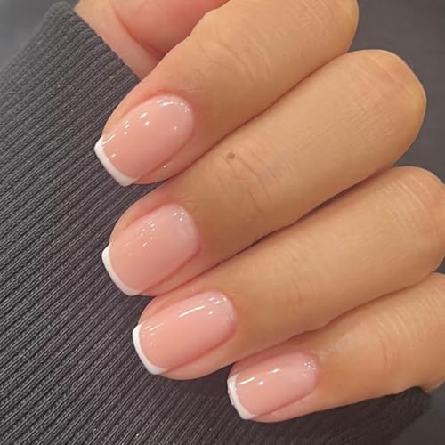 Modelones Extra Short French Tip Press On Nails - 32 Pcs Kit