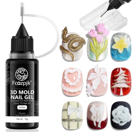Fcozpjk 3D Sculpting Gel 15g White for Nail Charm Molds, Quick Dry UV/LED