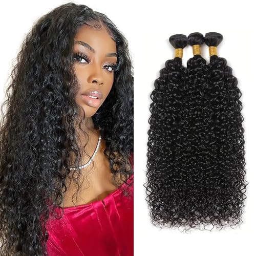 Kinky Curly Human Hair Bundles 1B - 20 22 24 Inch WuvuSnm