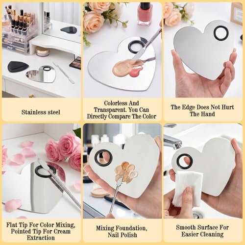 Makeup Mixing Palette Set with Spatula, Brush & Puff - 4PCS
