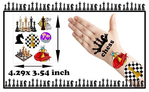 192 Pcs Chess Theme Temporary Tattoos Party Favors