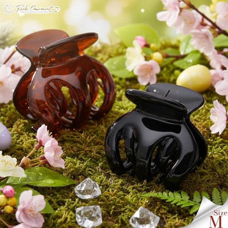 RC ROCHE Pumpkin Hair Clips for Women - 2 Pack, Black & Brown