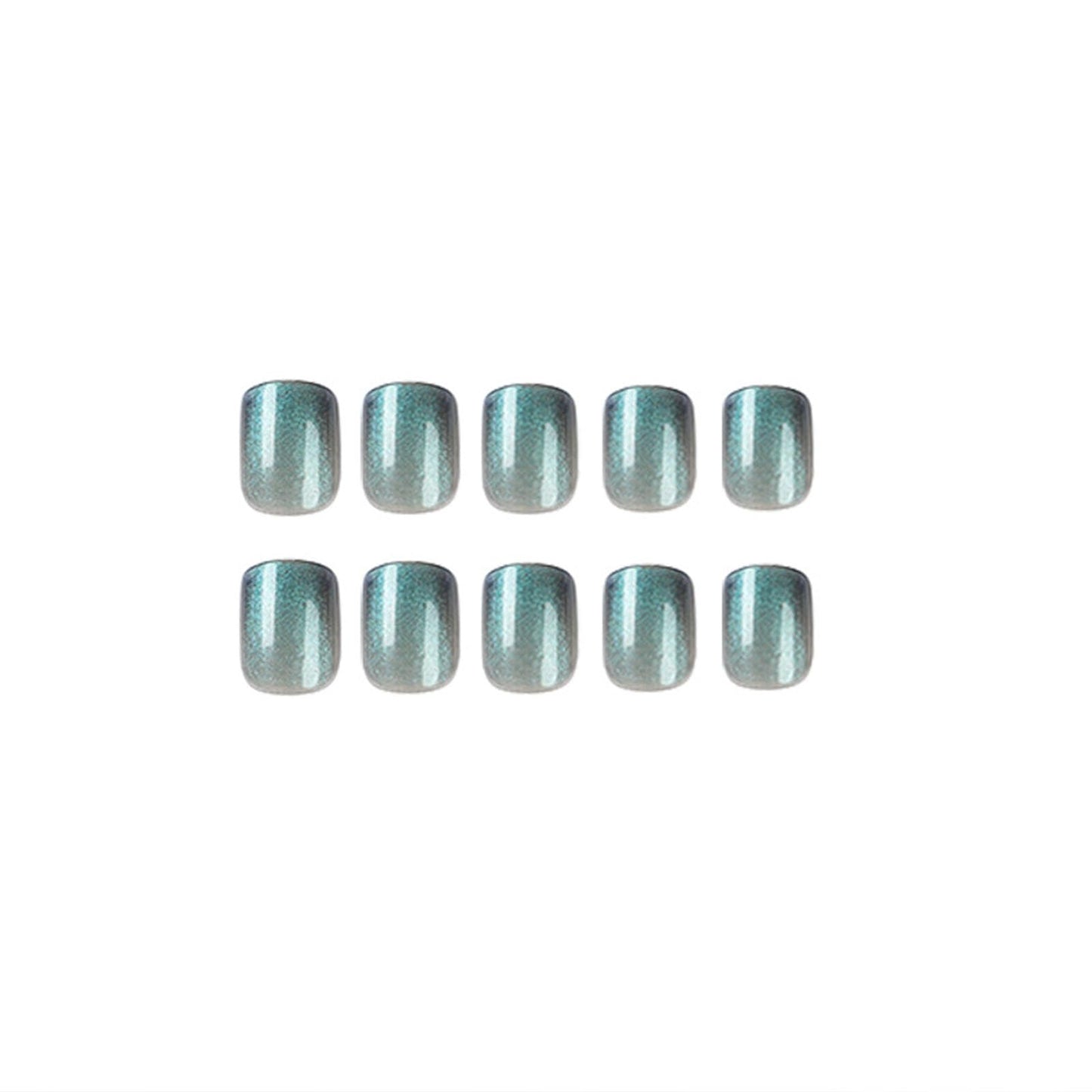 Press on Nails Short Square Fake Nails with Glitter Designs Green Full Cover Short Glue on Nails Glossy Artificial False Nails Acrylic Stick on Nails for Women 24 Pcs