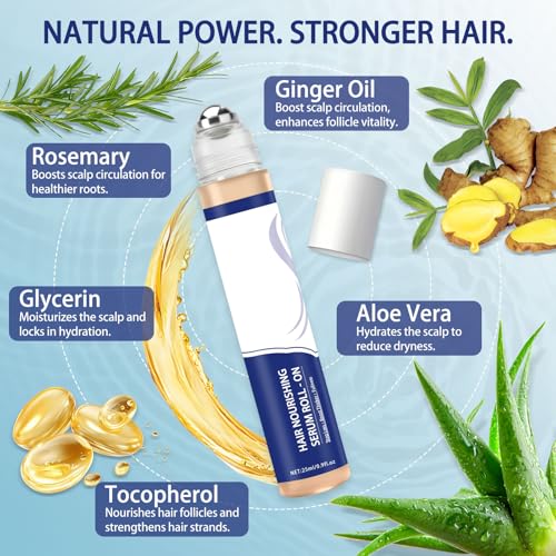 Hair Growth Serum Roller 25ml - Rosemary & Ginger for Thicker Hair