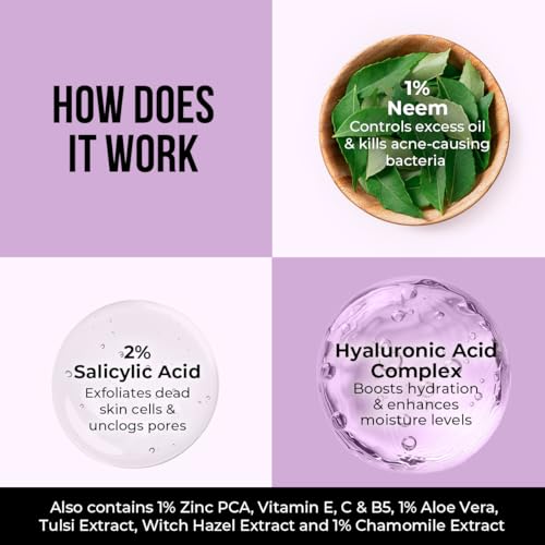 Dr. Sheth¡¯s Neem & Salicylic Acid Face Wash | Deeply Cleanses & Unclogs Pores | Controls Acne, Blackheads & Oil | Unisex BHA Cleanser | 3.38 Fl Oz/100 ml