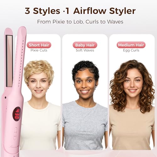 Lanvier Airflow Styler | 2-in-1 Curling Iron & Straightener for Short Hair