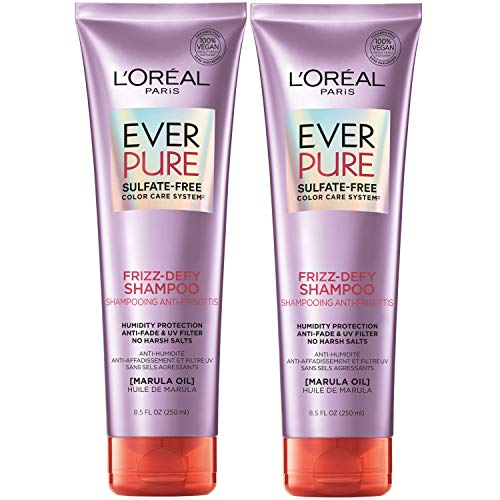 L¡¯Or?al Paris Hair Care EverPure Sulfate Free Frizz Defy Shampoo, with Marula Oil, 2 Count (8.5 Fl; Oz each) (Packaging May Vary)