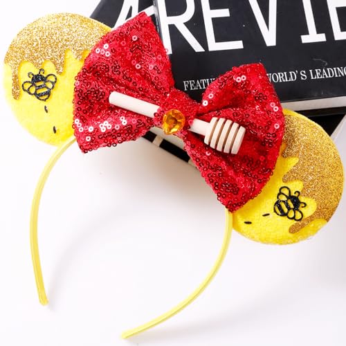 Mouse Ear Headband with Glitter Bow for Women & Girls