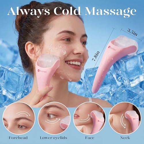 Pink Ice Roller & Gua Sha Set for Face & Migraine Relief - BAIMEI IcyMe