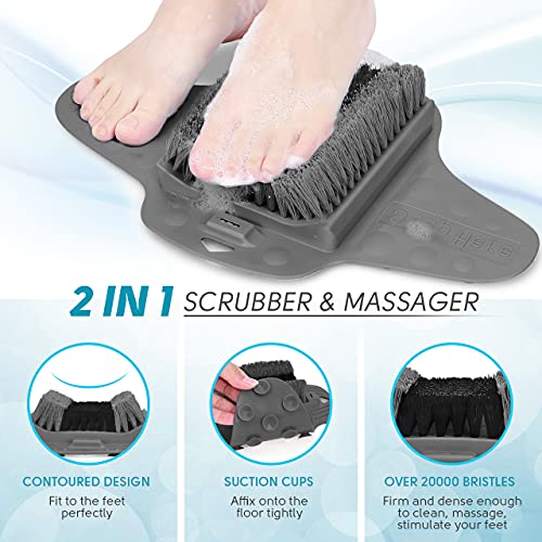 BESKAR Shower Foot Scrubber Mat with Built-In Pumice Stone & Suction Cups