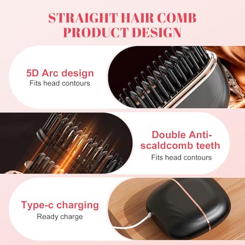 Cordless Hair Straightening Brush Portable Ionic Styling Tool