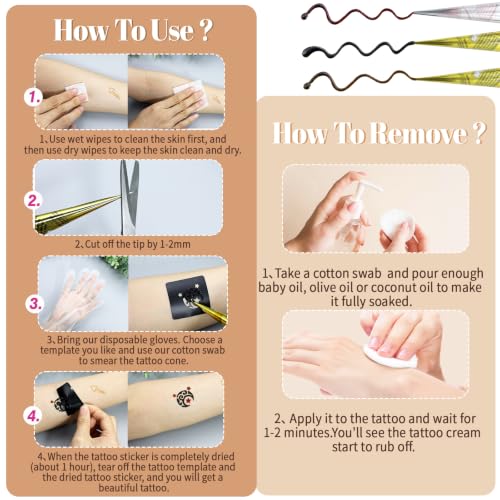 Temporary Tattoo Kit 146pcs with Stencils & 3 Ink Colors