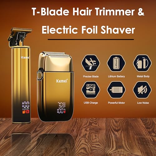 KEMEI Foil Shavers,Bald Head Shaver,Electric Razor for Men,with Hair Trimmer Barber Trimmers Waterproof Cordless