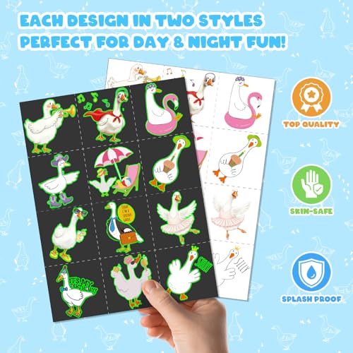96 Piece Goose Party Favors Set – 72 Tattoos & 24 Slap Bracelets