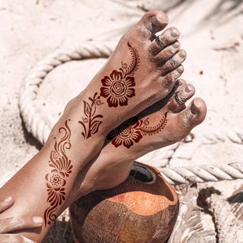 Henna Tattoo Stencils Kit - 12 Sheets for Hands, Kids & Adults