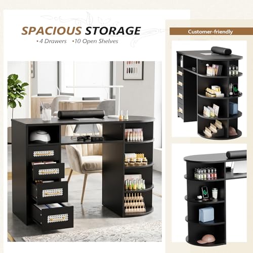 OmySalon Electric Nail Desk with Dust Collector & Storage
