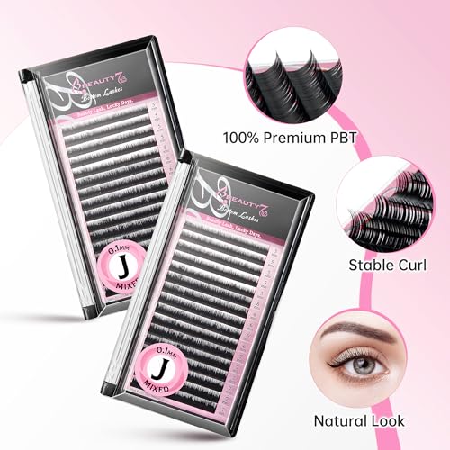 Beauty7 Lower Lash Extensions Mixed Volume J Curl 0.1mm