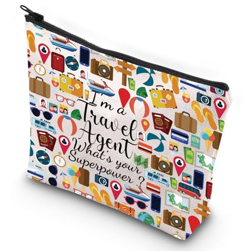 G2TUP Travel Agent Gift Thank You Travel Agent Toiletry Bag I' m a Travel Agent What's Your Superpower Zip Christmas Gifts
