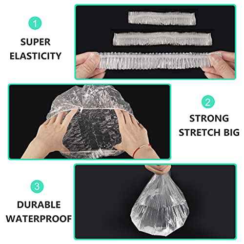 Keeygo Disposable Shower Caps 50 PCS Bath Caps Clear Waterproof Plastic Wraps for Women, Hotel Travel Essentials Accessories Hair Caps(20.5")