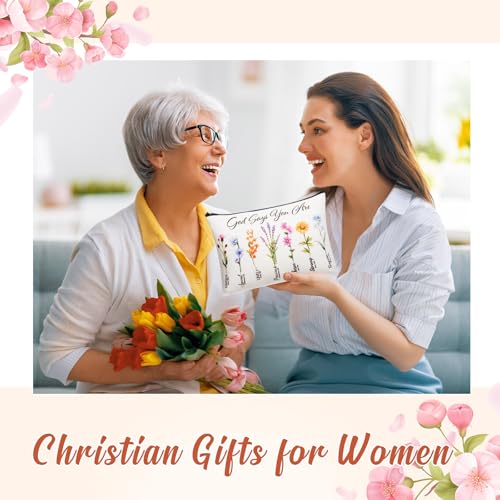 12 Pcs Christian Gifts for Women Christian Makeup Bags Bulk Christmas Group Gifts for Women Religious Bulk God Says You Are Cosmetic Bags with Inspirational Bible Verse(Elegant Style)