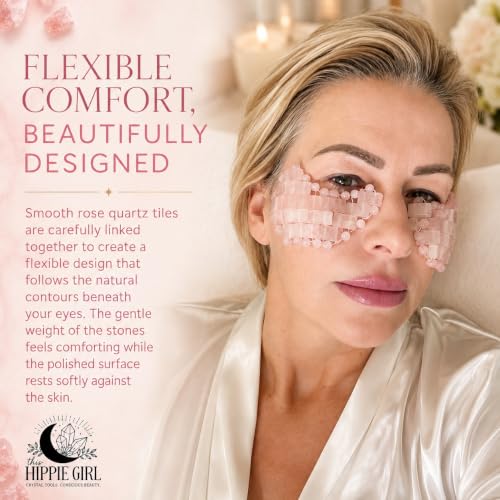 Boho Aromatic Rose Quartz Under Eye Masks - Reusable Cooling Facial Tools (2 Pieces)