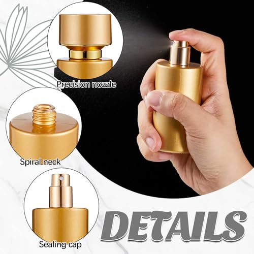 6 Pack 50 ml Glass Perfume Bottles and Refill Tools Set, Travel Perfume Atomizer Spray Bottles, Portable Empty Refillable Atomizer Decanters with Dispenser Transfer Kit (Black,Gold)