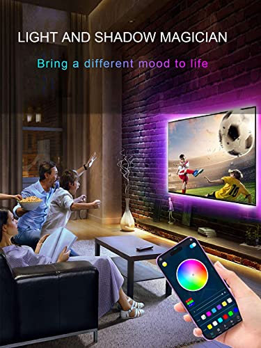 KANTUTOE LED Lights for TV, 16.4ft TV LED Lights for 45-75 Inch, RGB TV Lights Backlight Behind, Music Sync Bluetooth APP and Remote Control TV LED Strip Lights USB Powered for Bedroom/Gaming