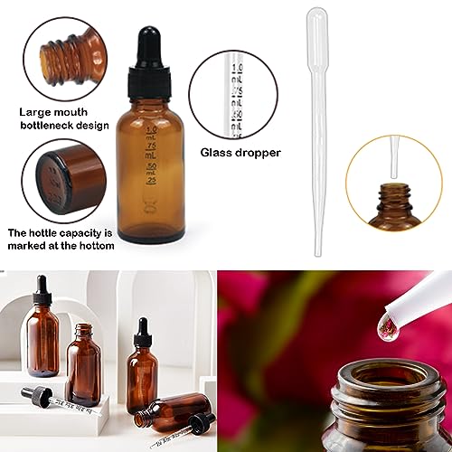 10 Pack 2oz Amber Glass Dropper Bottles UV Protection