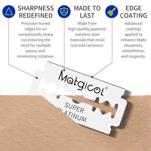 Double Edge Razor Blades for Men - 100 Count Men's Safety Razor Blades for Shaving Premium Platinum Japanese Stainless Steel - Durable, Smooth and Clean Shaves