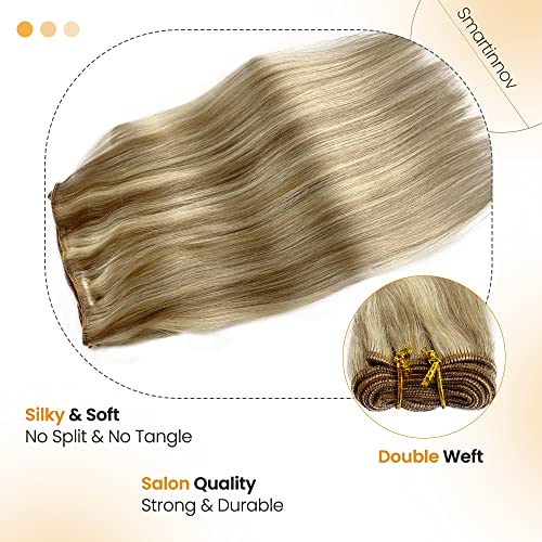 Hand Tied Weft Hair Extensions 12" 80g Ash Blonde Highlights