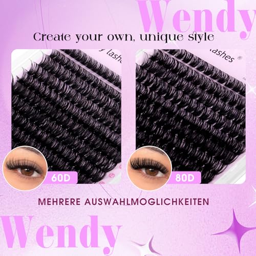WENDY LASHES Cluster Eyelash Extensions 60D+80D 10-18MM