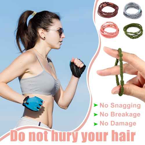 60 Pcs Boho Hair Ties, 4 Styles Elastic Hair Tie Bracelets for Women Hair Tie Bracelets Ponytail Holders for Girls with Thick and Thin Hair
