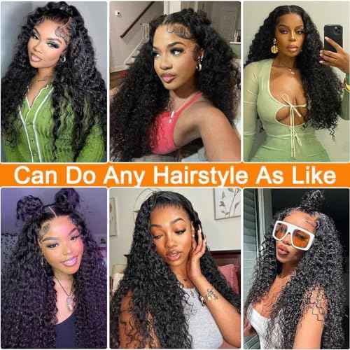 Wear and Go Glueless Wigs Human Hair Pre Plucked Pre Cut Deep Wave Lace Front Wigs Human Hair 4x4 Lace Closure Wig for Black Women Glueless (20 Inch)