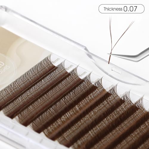 4D YY Eyelash Extension Colored 0.07mm C Curl 8-14mm Mixed Tray Premade Fan 2D Y Shape Volume Lash 12 Rows Color Lashes (8-14 MIX, Brown, 0.07 C)