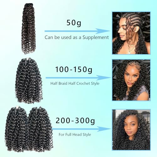 Deep Wave Crochet Hair 14" 100g Human Hair 80 Strands