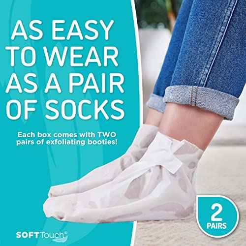 Dermora Soft Touch Exfoliating Foot Peel Mask ? Pack of 2 - For Dry, Cracked Heels, Calluses & Baby Soft Skin - Peppermint - Exfoliating Foot Peeling Mask