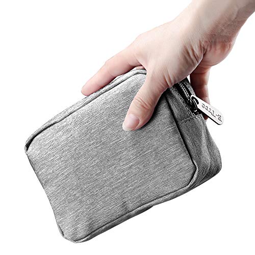 Small Makeup Bag & Tech Organizer Pouch - Grey