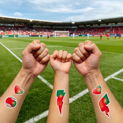 Portugal Flag Temporary Tattoos - 40 Pcs Waterproof Set