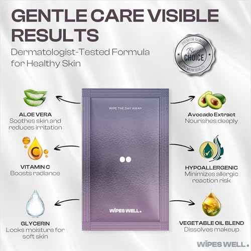 Makeup Remover Wipes with Aloe Vera & Avocado Oil | 21 Count | Facial wash | Individually Wrapped Face Wipes, Travel Size, Purse Essentials, Removes Waterproof, Make Up Remover, Unscented