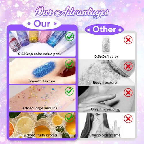 AROIC Patriotic Glitter Stick Set - 6 Pack Red, White & Blue