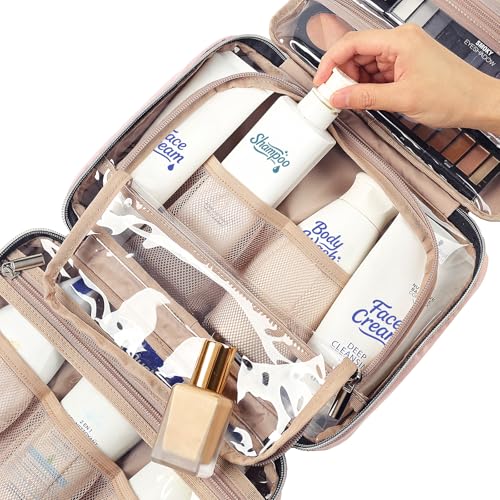 NISHEL Hanging Travel Toiletry Bag for Women, Pink