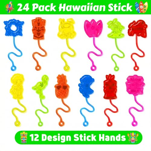 48pc Hawaiian Party Favors - Stick Hands & Temporary Tattoos