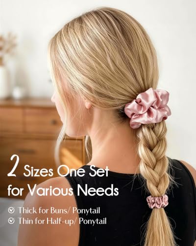 Satin Scrunchies Hair Ties 8 Pack - Gentle, No Damage