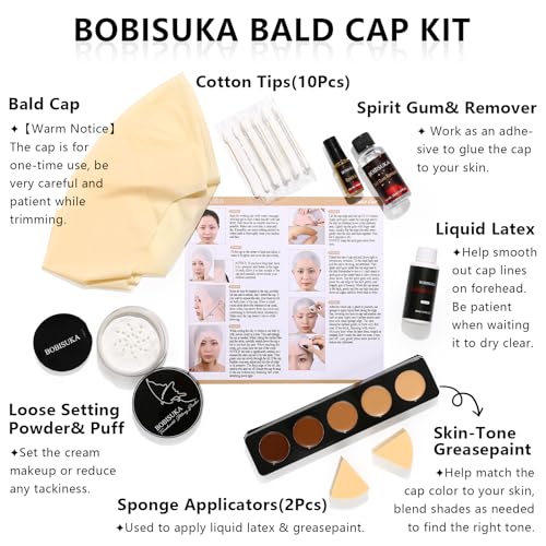 Bald Cap Makeup Kit with Greasepaint & Latex